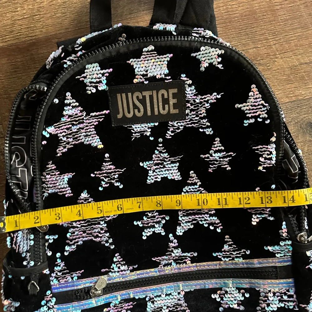 GJustice Black Iridescent Sequin Star Backpack